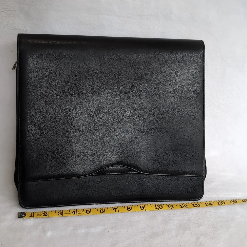 Vintage 90s Day-Timer Black Zip Portfolio Briefcase Executive Organizer Handle